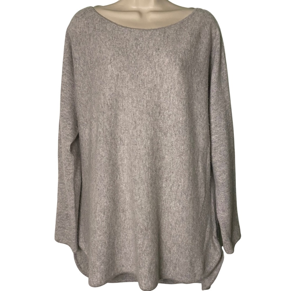 Charter Club Luxury Womens 100% Cashmere Heather Grey‎ Boat Neck Sweater Large